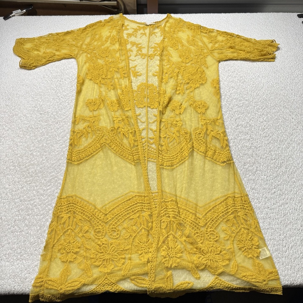 Altar'd State Kimono Womens Medium Large Sheer Embroidered Lace Boho Festival
